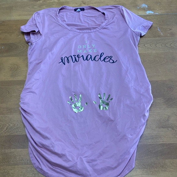 Violet & Ruby Pink Maternity T Shirt Womens Size XL I Only Make Miracles - Picture 1 of 3